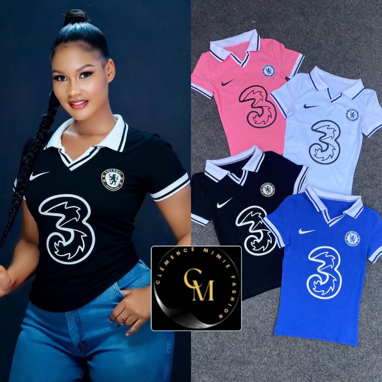 POLO FOOTBALL FEMME BLEU ROYAL — vue 1