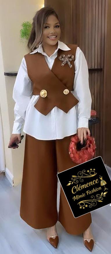ENSEMBLE GILET CUIVRE ET PANTALON PALAZZO — vue 1